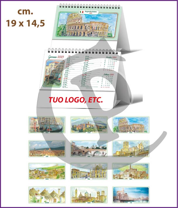 Calendari da Tavolo 2025 Personalizzati - Illustrati da Scrivania